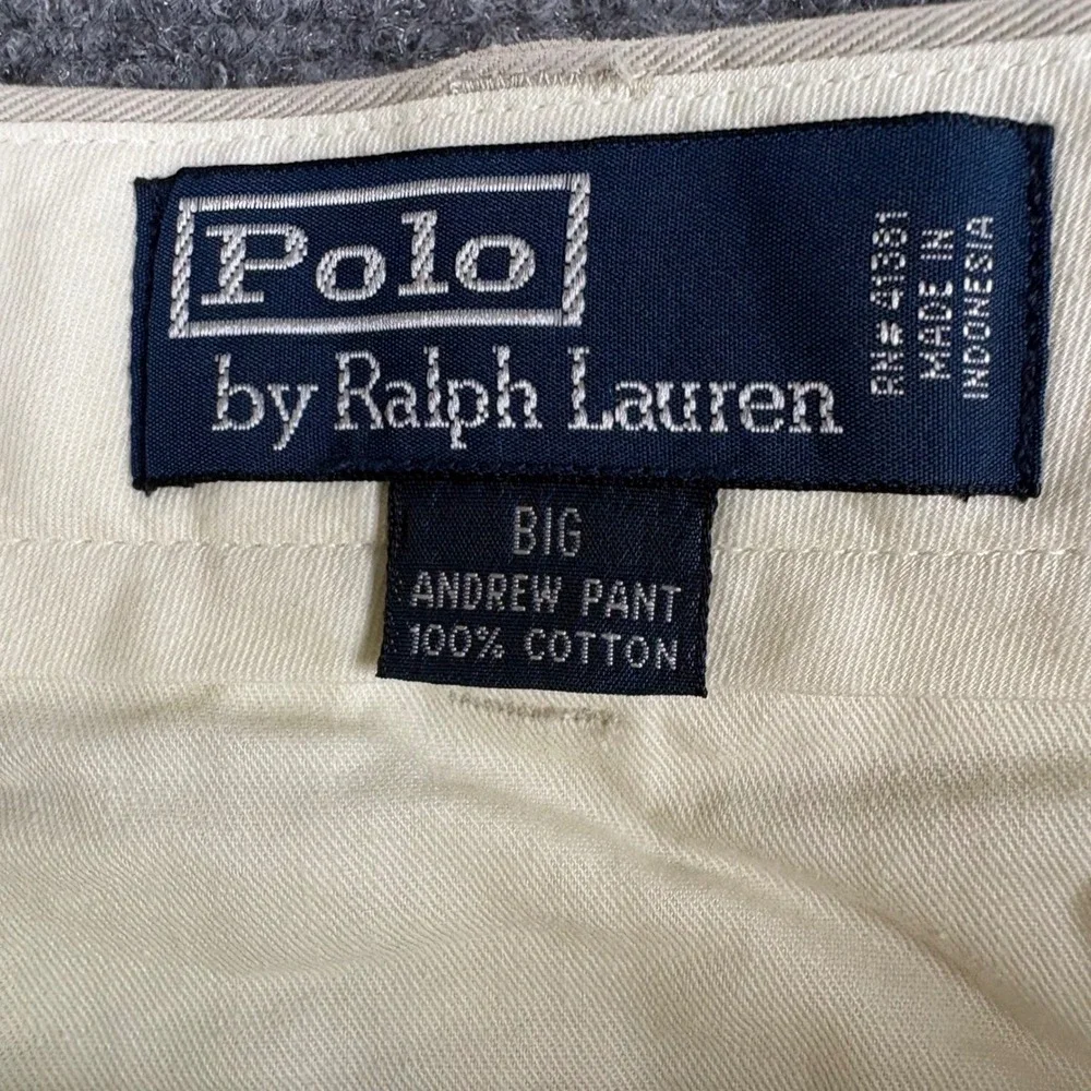 Polo Ralph Lauren Andrew Pant Mens 46x30 Khaki Tan Pleated Classic Chino NWT